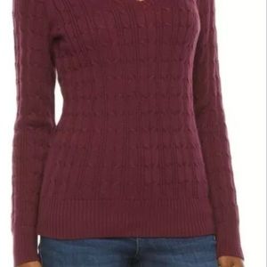 New!!St John’s Bay Cotton Cable Knit Women's Sweater V-Neck Size 2X red pepper